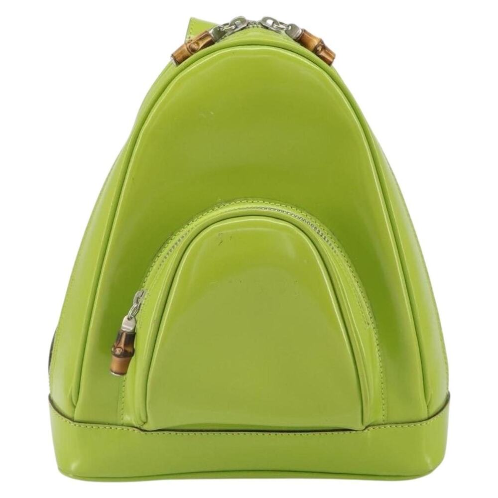 Gucci Bamboo Patent Leather Backpack Beige 003 2058 003 5 Silver